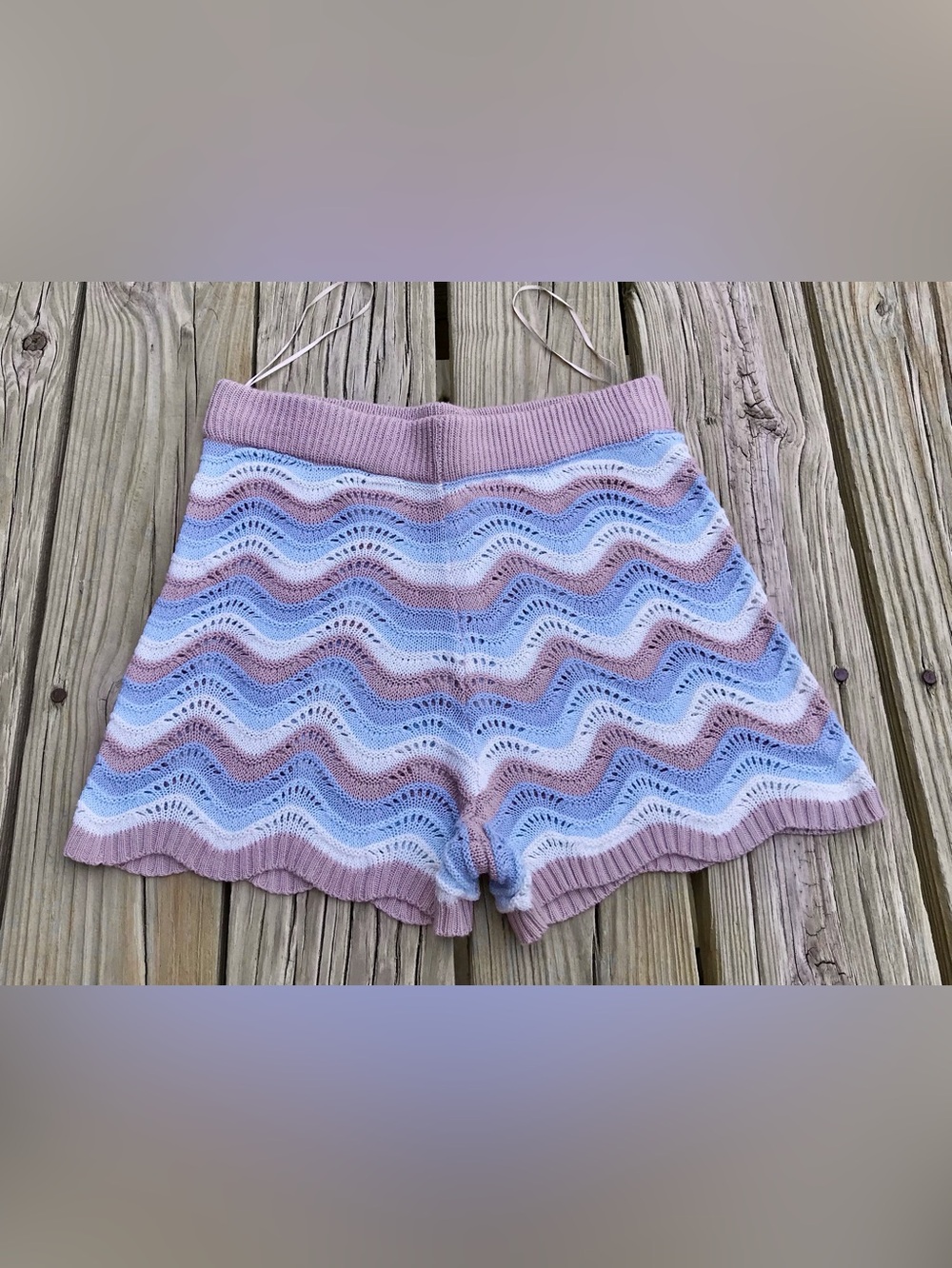 Ladies L NO COMMENT Chevron Stripe Woven Knit Swit Sweater Shorts